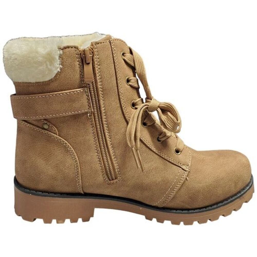 Apres by LAMO Winter Boots Womens Sz 9 Brown Leather Faux Fur Side Zipper AW1765